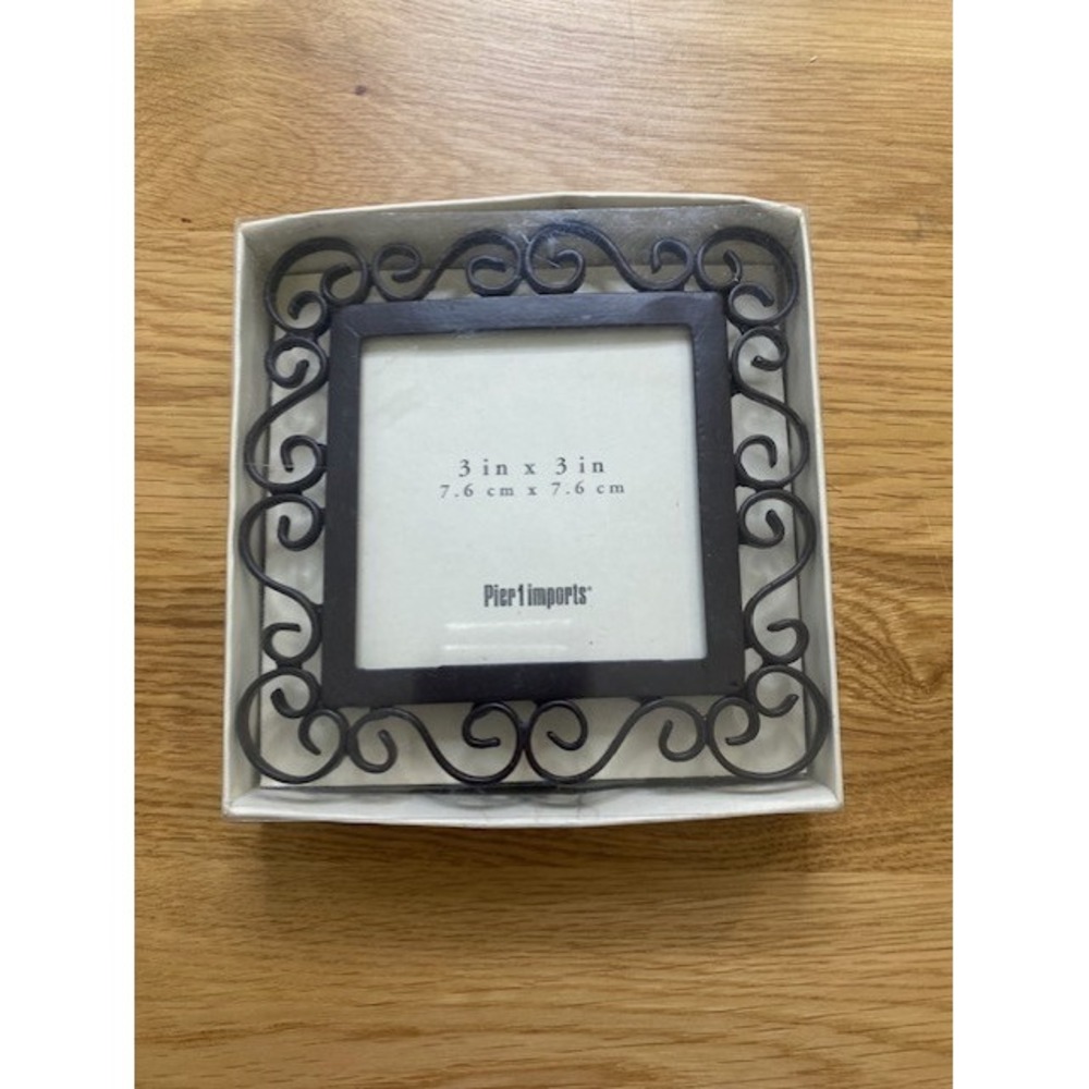 Pier 1 Imports Scroll Wrought Iron Frame 3x3 Black New Old Stock Ornate Square
